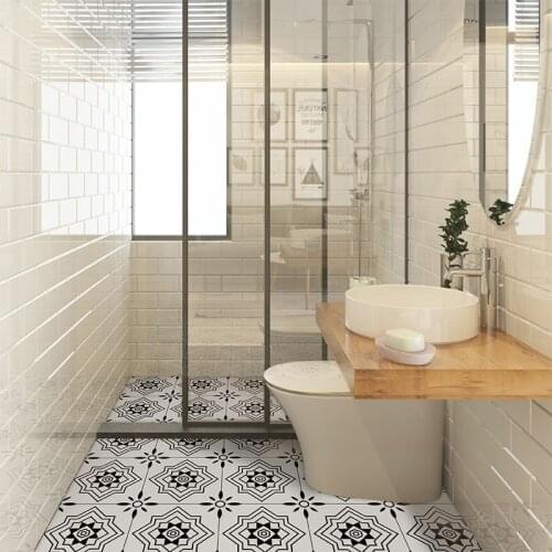 Black and White Printed Twill Floor Stickers Waterproof Non-slip DIY Splicing Wall Decoration Painting Art Mural