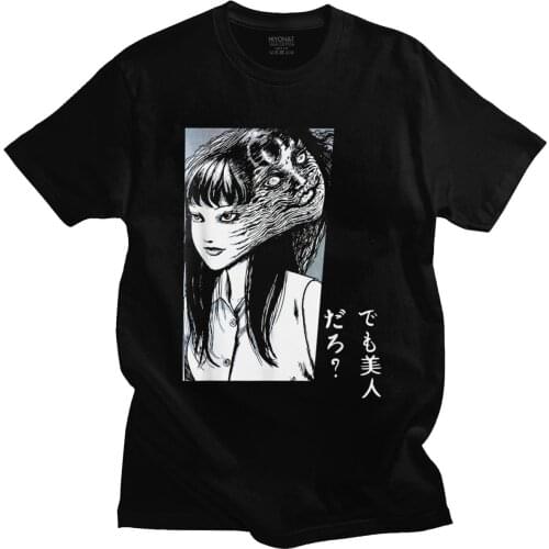 Tomie Junji Ito T Shirt Men Cotton T-shirt Short Sleeves Horror Manga Uzumaki Evangelion akira shintaro kago Tee Clothing Merch