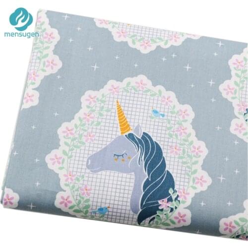 Half Meter Start Cartoon Unicorn Cotton Fabrics for Dress Sewing baby Crib Bed Sheet Cushions Pillows Cover Sewing DIY Cloth