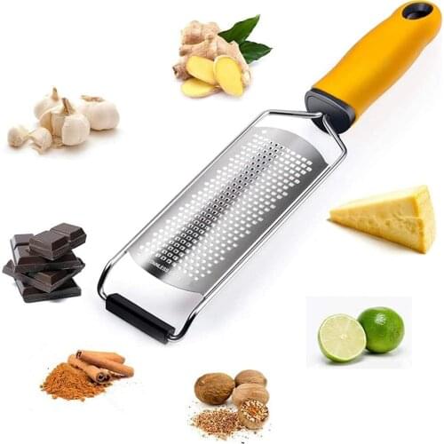 Stainless Steel Mill Cheese Grater Garlic Butter Mill Grater Lemon Zester Citrus Ginger Long Handle Vegetables Manual Slicer