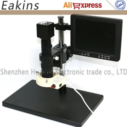 2.0MP USB VGA Video Microscope Camera+180X C-Mount Lens+56 LED Ring Light+Big Stand Holder+8" LCD Display For IC Phone Pcb
