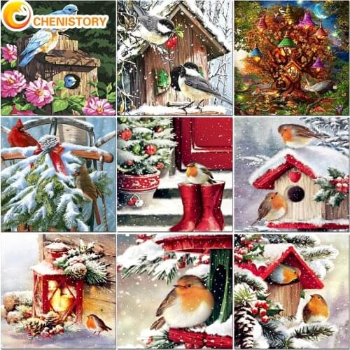 CHENISTORY Paintings By Numbers Bird Nest Scenery Oil HandPainted Color Animal By Number Home Decor Artwork For Living Room Gift