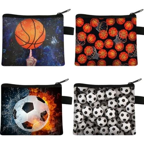 Football Basketball Coin Purse Cartoon Cute Headset Bag Small Purse Wallet Purse Childrens Gift Mini Zip Coin Purse