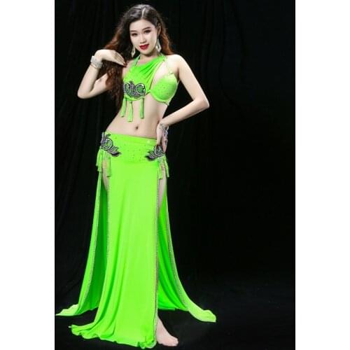 Belly Dance Performance Costume Tassel Pendant Simple Atmosphere Inspiring Oriental Dance Competition Outfit Bra Skirt Set