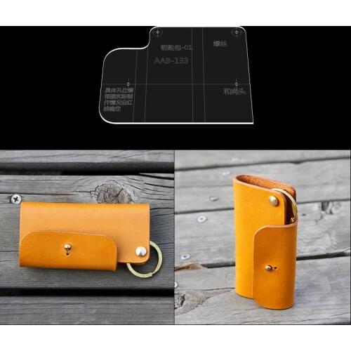 Leather diy hand tool car key case hand-stitched leather version drawing acrylic template mold design pattern