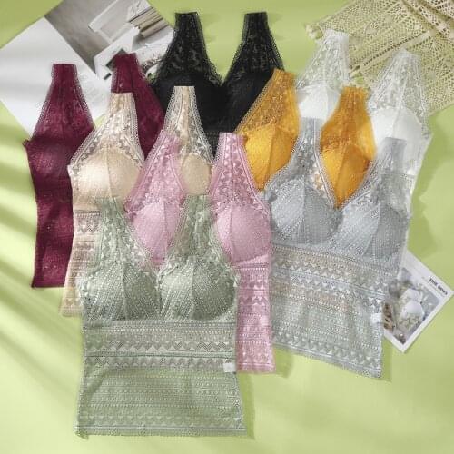 Linbaiway Women Wireless Bras Plus Size Padded Bralette Lace Crop Tube Tops Brassiere Underwear Girls Lingerie Intimates