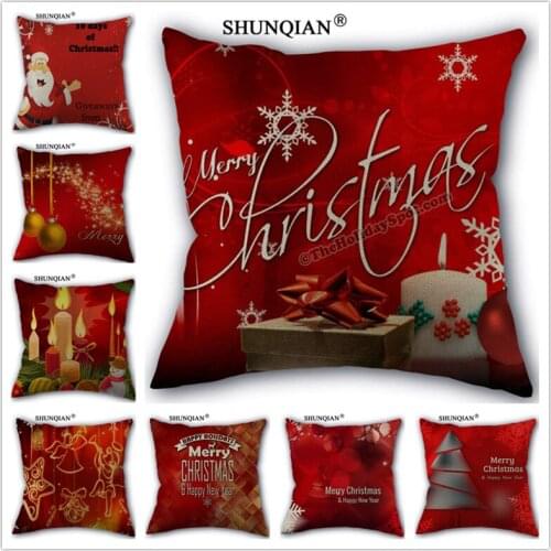 Linen Cotton Christmas series Pillow Cover Custom Print Home Decorative Pillows Cases 45x45cm one side Y517-5