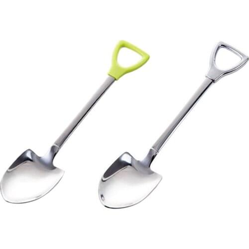 New High Quality Stainless Steel Shovel Shape Tea Coffee Sugar Spoon Ice Cream Dessert Two Sizes Spoon