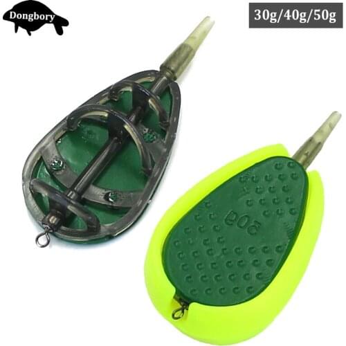 30g/40g/50g Carp Fishing Accessories In Line Method Feeders Set Quick Release Flat Method Feeder and Bait Mould for Carp Feeders
