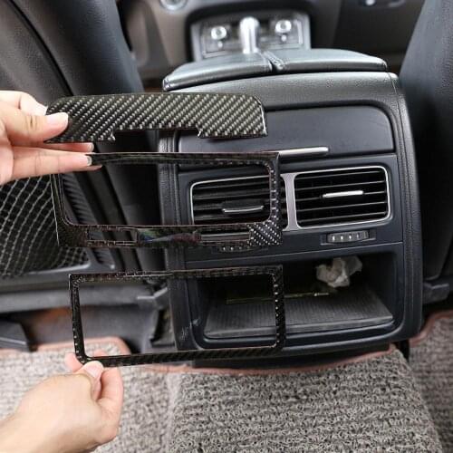 3pcs Real Soft Carbon Fiber Sticker Rear Air Conditioning Vent Outlet Cover Trim for Volkswagen Touareg 2011-18 Models Accessory