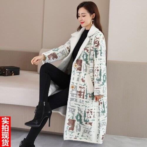 WYWAN 2020 new autumn and winter gold mink coat loose mid-length knitted color matching fashion temperament coat