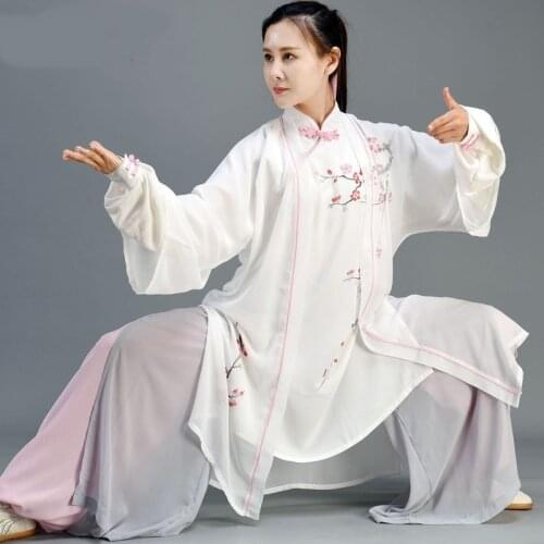 New Tai Chi Uniform Kung Fu Performance Costumes Chinese Traditional Clothing For Women Hand-Painted Plum Wushu Uniform TA2310