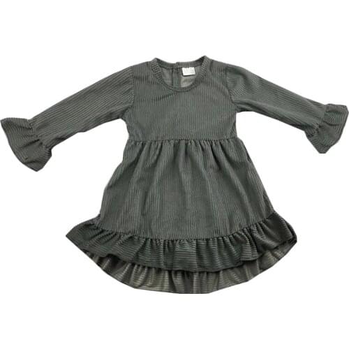 Wholesale gray light wool core long sleeve the latest design for baby girl dresses