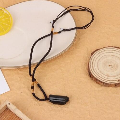Natural Black Tourmaline Stone Necklace Crystal Black Tourmaline Pendant Original Stone Ore Specimen Fashion Jewelry Accessories