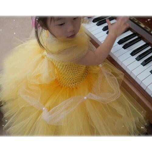 Inspired Belle Dress Beauty and The Beast Princess Dress 2-10y Girl Tutu Dress Cosplay Costume Halloween Baby Girl Kids Dress