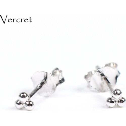 Vercret Sterling Silver Small Ball Stud Earrings For Women Tiny Cartilage Earring Stud 4mm