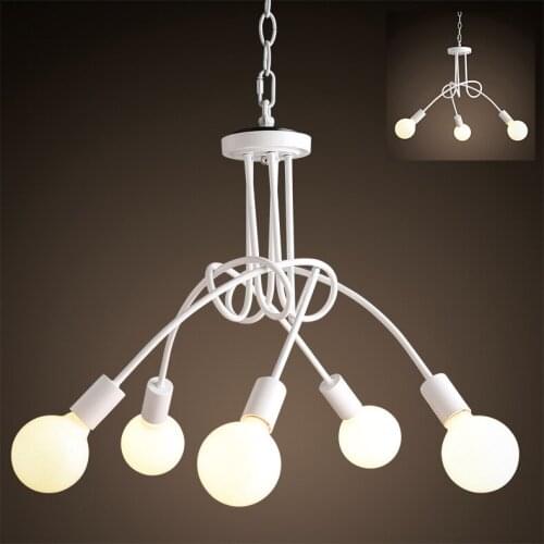 Mordern Nordic Retro White/Black Matte Painting Light Chandelier Vintage Loft E27 luminaire lamparas Ceiling Lamp Fixture Light