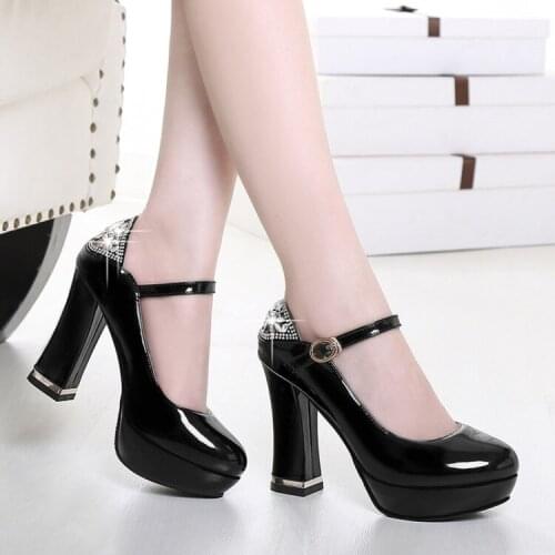 Big Size ladies high heels women shoes woman pumps Round-headed Waterproof Table High-heeled Shoe Girl