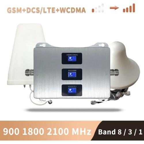 2G 3G 4G Mobile Signal Booster Tri Band Repeater 900 1800 2100 Amplifier GSM DCS WCDMA Repeater Cell Phone Signal Booster