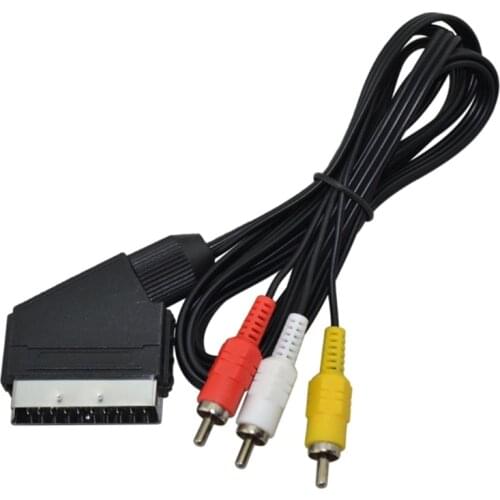 High Quality 1.8m/6Feet RGB Scart To 3 RCA Video Cable For NES For FC