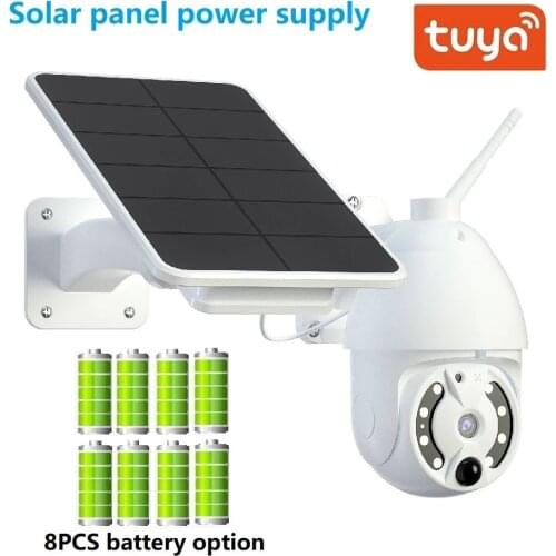 Tuya Camera Outdoor Solar PTZ Security Camera Wireless Solar Panle Power WiFi Surveillance Video 1080P 2-Audio Motion Detection