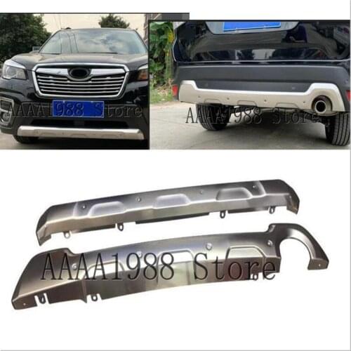 For Subaru Forester 2019 2020 Stainless Steel Front + Rear Bumper Diffuser Protector Guard Skid Plate Car Styling Accessories