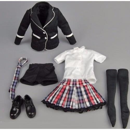 1/6th School Girl Uniform Set Black Clothes Model For Female Action Figures Toys Gift Model