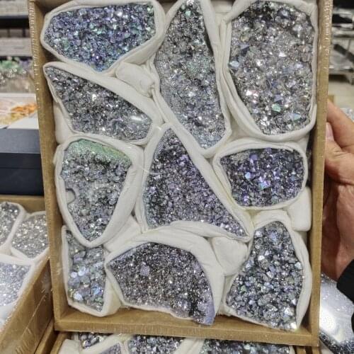 1 box Natural Aura Angel Crystal cluster Plating Titanium coating Quartz Gemstone Flower Healing Bright color