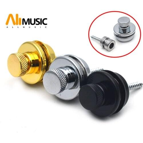 10PCS/LOT Flat Head Guitar Strap Lock For Electric Guitar Bass Black Golden Chrome