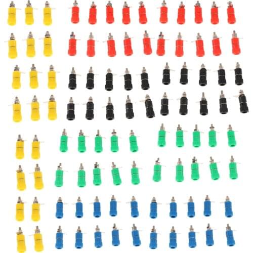 100pcs 4mm JS-910B Banana Plug Jack Banana Industry Binding Post Connector-red/yellow/blue/green/black