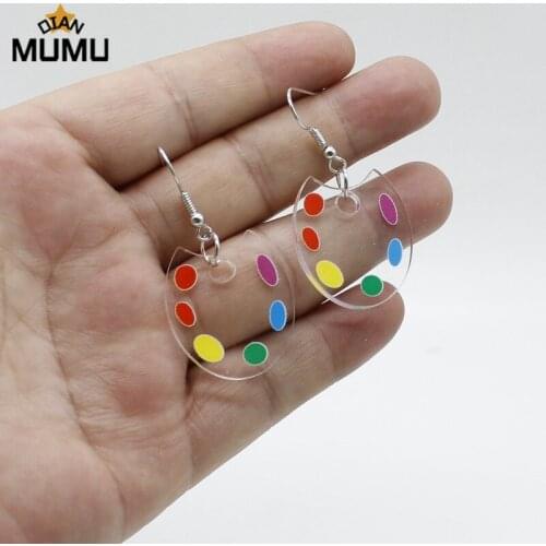 2021 New Transparent Color Acrylic Painted Board Creative Personality Colorful Paint Palette Pendant Charm Jewelry Party Gift