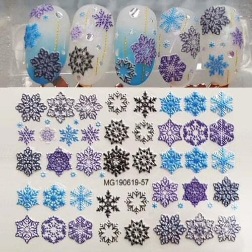 3D Acrylic Engraved Embossed Snowflakes Kitten Alarm Clock Nail Sticker Nail Water Decals Fashion Empaistic Nail Art Decoration