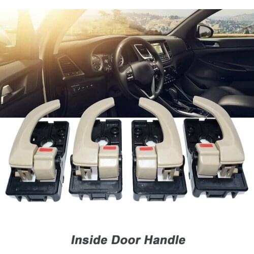 4PCS Car Interior Door Handle Left Right Inside Door Handle Replacement Set for Hyundai Tucson 2005-2009 Beige