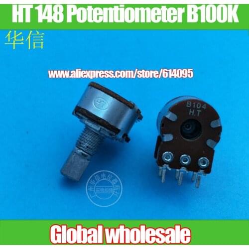 5pcs HT 148-type Double Potentiometer B100K / Shank Length 15MMF / B104 Rotary Encoder