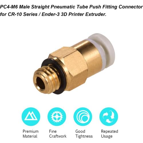 Aibecy PC4-M6 Male Tube Push Straight Pneumatic Fitting Connector Compatible for CR-10 Ender 3 Extruder 3D Printer Parts