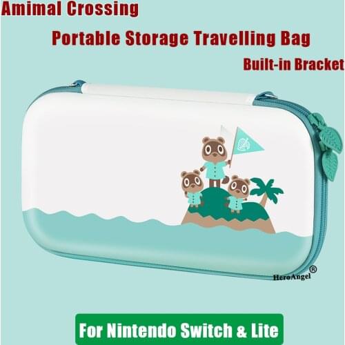 Animalscrossing Storage Bag for Nintend Switch Nintendos Switch Console Handheld Carrying Case Game Card Holders Pouch+Caps