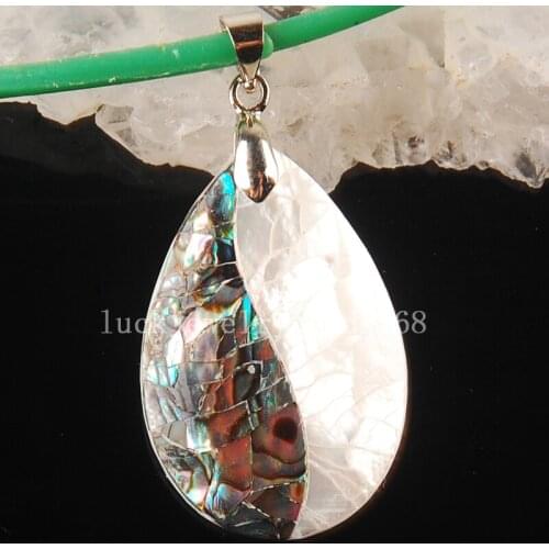Free Shipping Women Fashion Jewelry 20x30mm New Zealand Ablone Shell Drop Pendant Bead 1Pcs C3593
