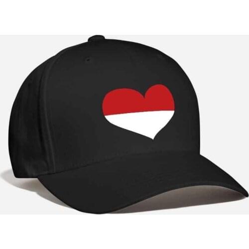 Indonesia Shield Embroidery Love Heart Flag Patch Emblem Coat of Arms Java Jakarta Asain Unisex Adjustable Baseball Curved Cap