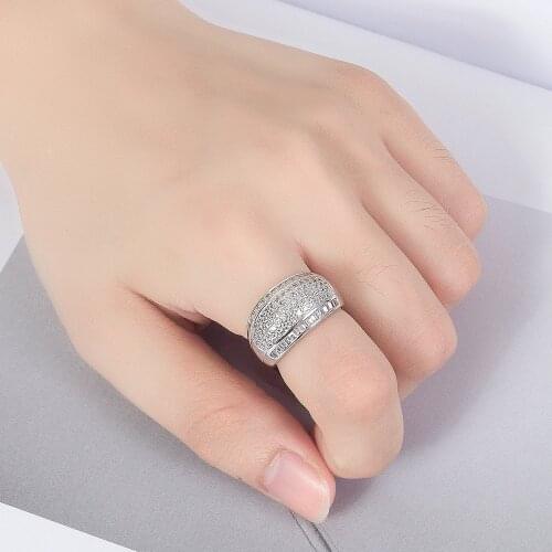 Noble Luxury CZ 100% 925 Sterling Silver Ring Zircon For Bridal & Women Index Finger Ring Wedding Party Fine Jewelry Gift