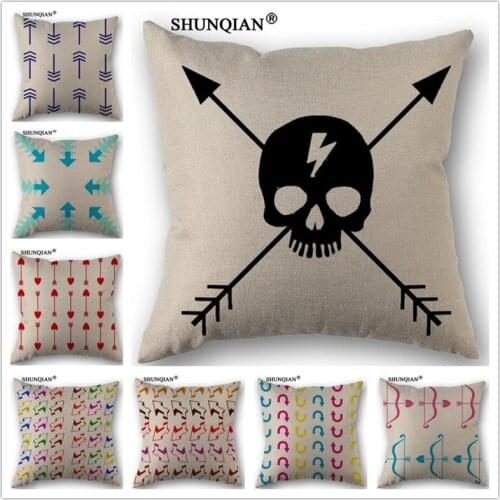 Linen Cotton Abstract arrows Pillow Cover Custom Print Home Decorative Throw Pillows Cases 45x45cm one side WZ410