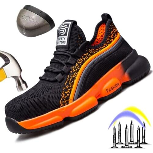 Summer Mens Working Shoes Boots Work Safety Sneakers Safety Boots Breathable Steel Toe Cap Shoes Indestructible Puncture Proof