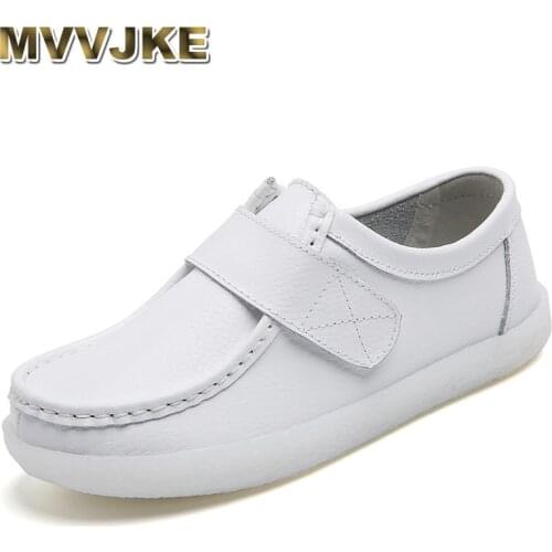 MVVJKEWinter Women Shoes Warm Plush Cowhide Flats Snow Boots White Sneakers Non-slip Nurse Shoes Autumn Comfortable Lady Footwea