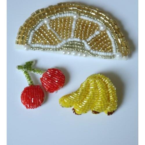 3pcs/lot Fruits beaded patches for clothes DIY sew on parches appliques Embroidery applique parch ropa clothing accessory