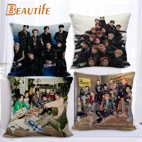 Custom NCT KPOP Pillowcase 45X45cm Wedding Decorative Pillow Cover Eco-Friendly Cotton Linen Fabric Pillow Case