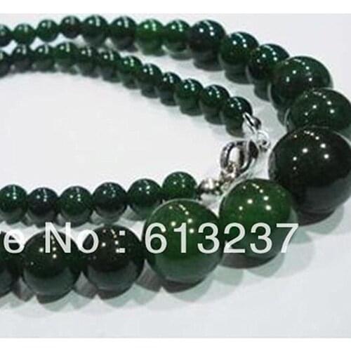 Round dyed green 6-14mm natural stone chalcedony jades beads strand necklace high grade women chain jewelry 18inch MY4329