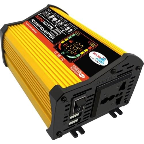 Peaks Power 6000W Dual USB Portable Car Power Inverter Charger Converter Adapter DC 12V to AC 110V/220V Modified Sine Wave