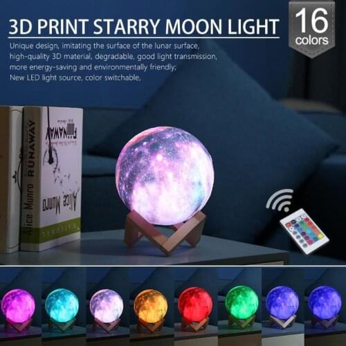 Dropship 3D Star Moon Light Galaxy Lamp Colorful Children Night Light USB LED Touch Switch Bedside Lamp Moon Lamp Creative Gift