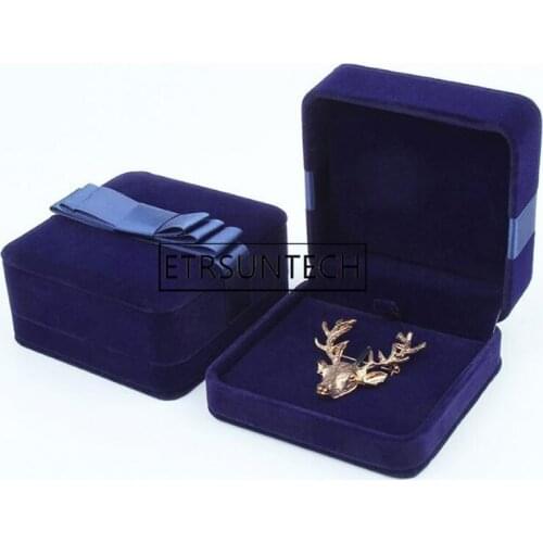 50pcs Luxury Velvet Bowknot Jewelry Box Brooches/Badge/Commemorative Coins/Medal Storage Packaging Collective Holder Gift Boxes