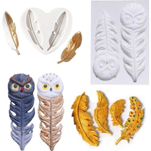 Feather Sugar Buttons Silicone Mold Fondant Cake Decorating Tools Chocolate Gumpaste Jewelry Handmade Epoxy UV Resin Mould M2759