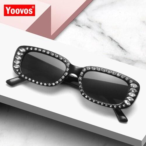 Yoovos Retro Sunglasses Women Small Frame Sun Glasses For Women Square Brand Designer Sunglasses Luxury Rhinestone Women Glasses